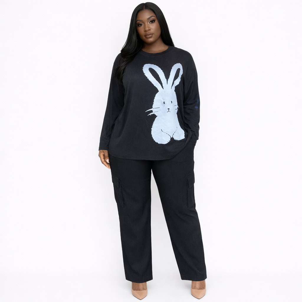 Ladies Bunny Graphic Lounge Set