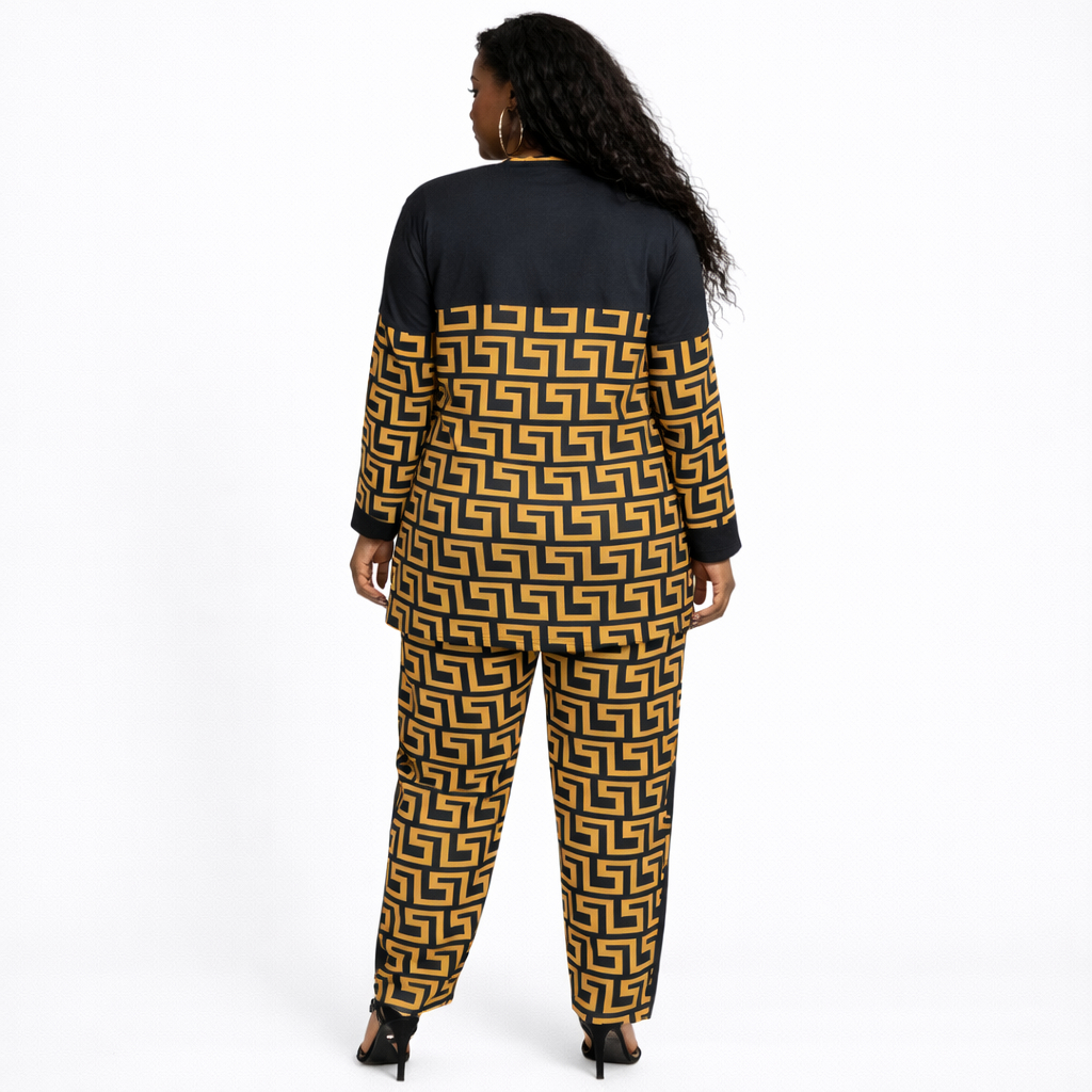 Two Piece Geometric Print Lounge Set