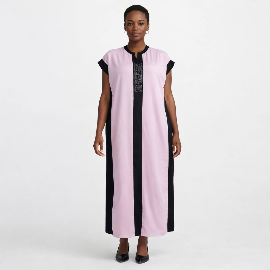Ladies Contrast Panel Kaftan Maxi Dress