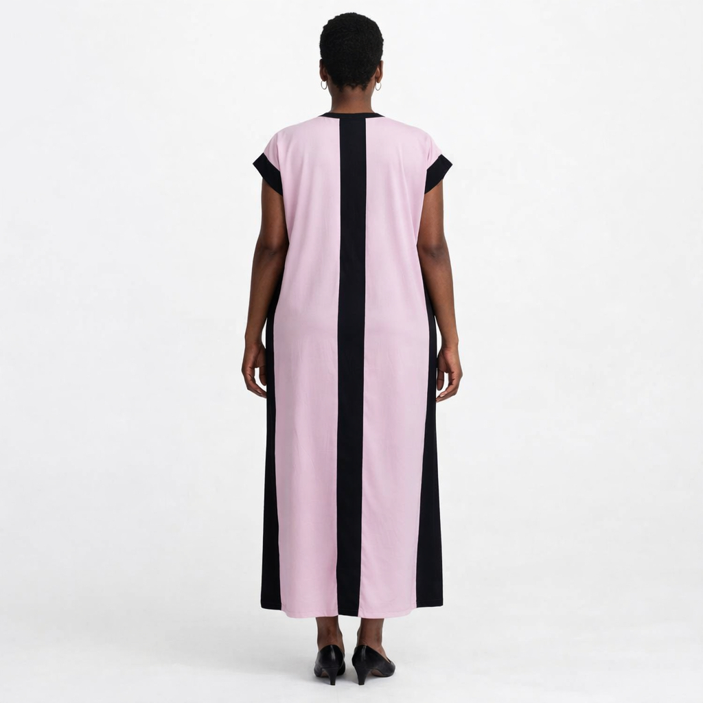 Ladies Contrast Panel Kaftan Maxi Dress