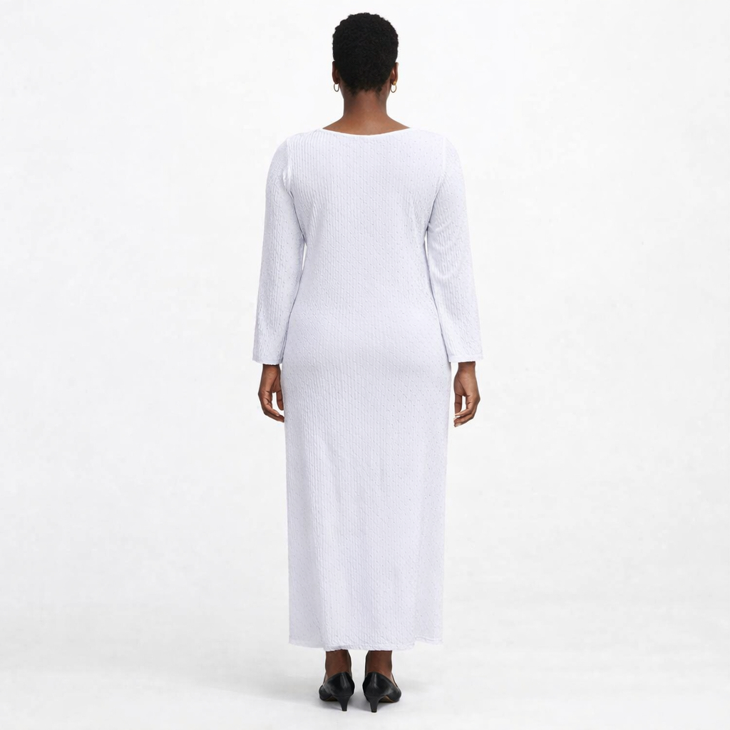 Elegant Ladies White Long Sleeve Maxi Dress