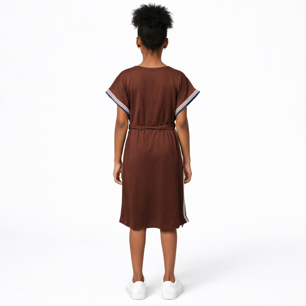 Girls Brown Casual Kaftan Dress