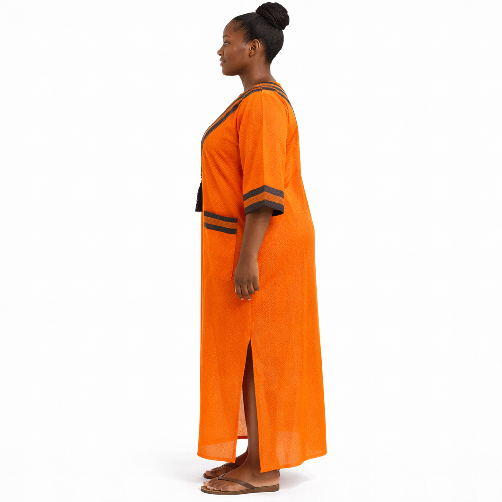 Women Orange Traditional Kaftan Dress