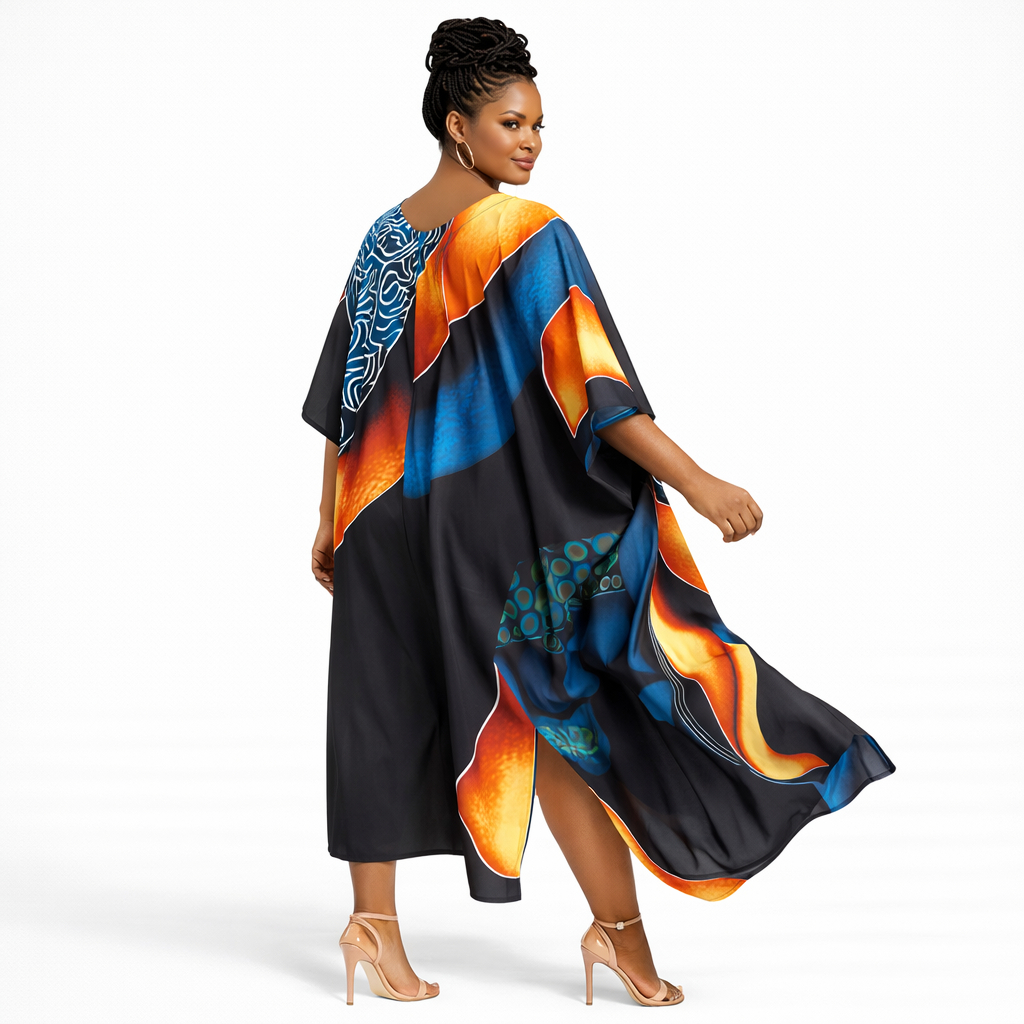 Women Multicolor Abstract Bubu Gown