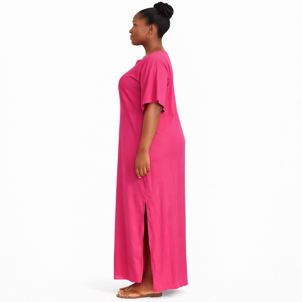 Quality Women Pink Flutter Sleeve Maxi Dress