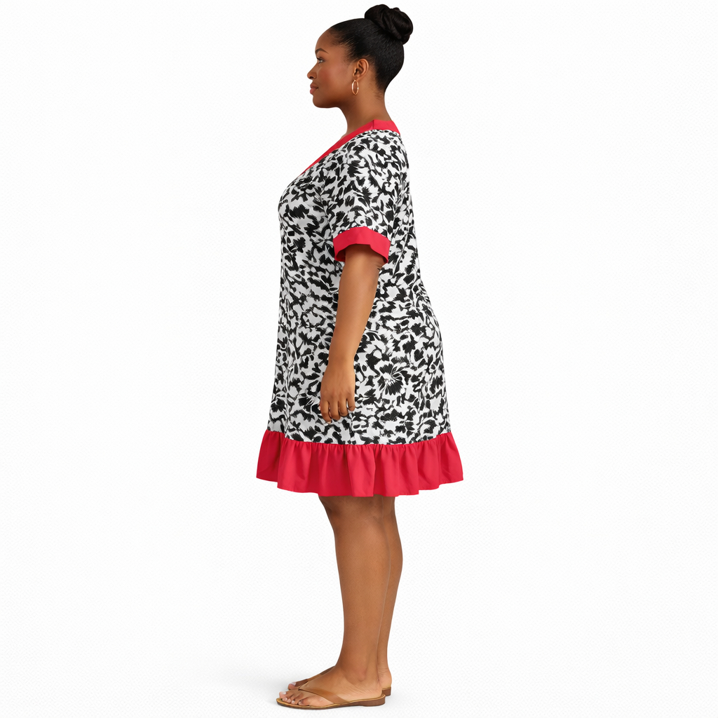 Women Black and White Floral Dress