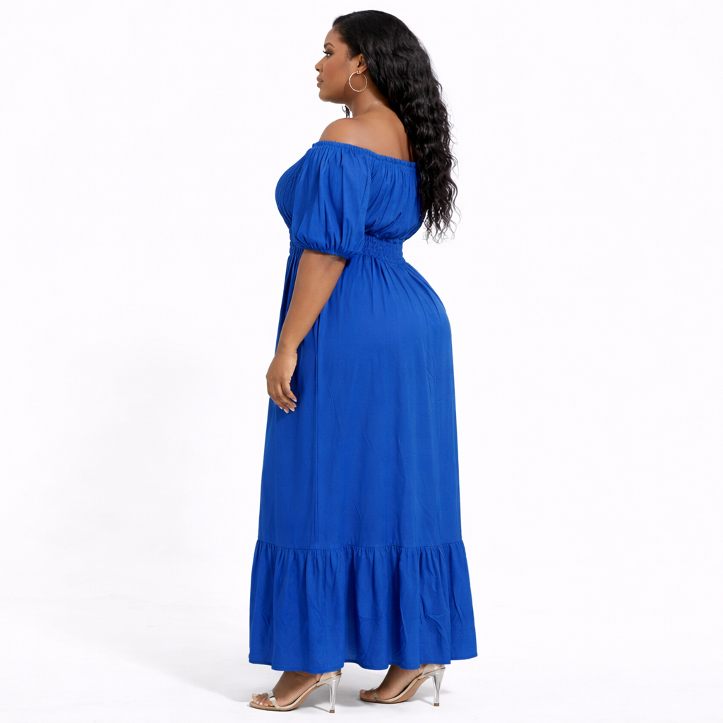 Royal Breeze Off Shoulder Maxi Dress