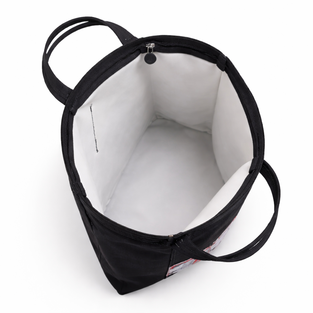 Womens Black Graphic Print Tote Bag