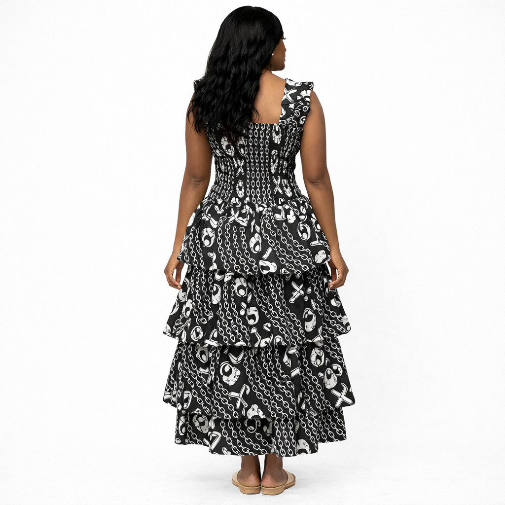 Ruffled Sleeveless Tiered Midi Dress