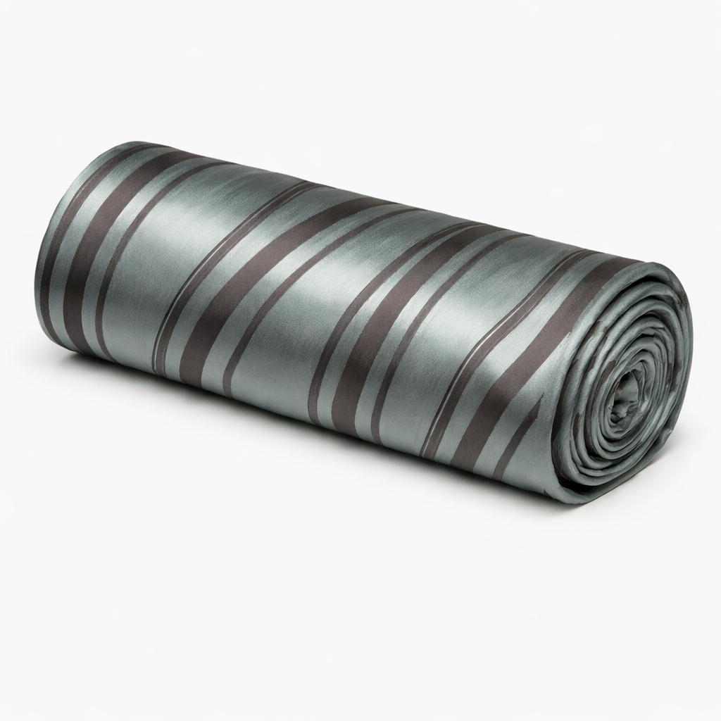 Grey Striped Satin Fabric