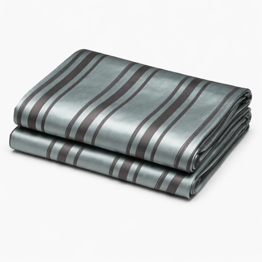 Grey Striped Satin Fabric