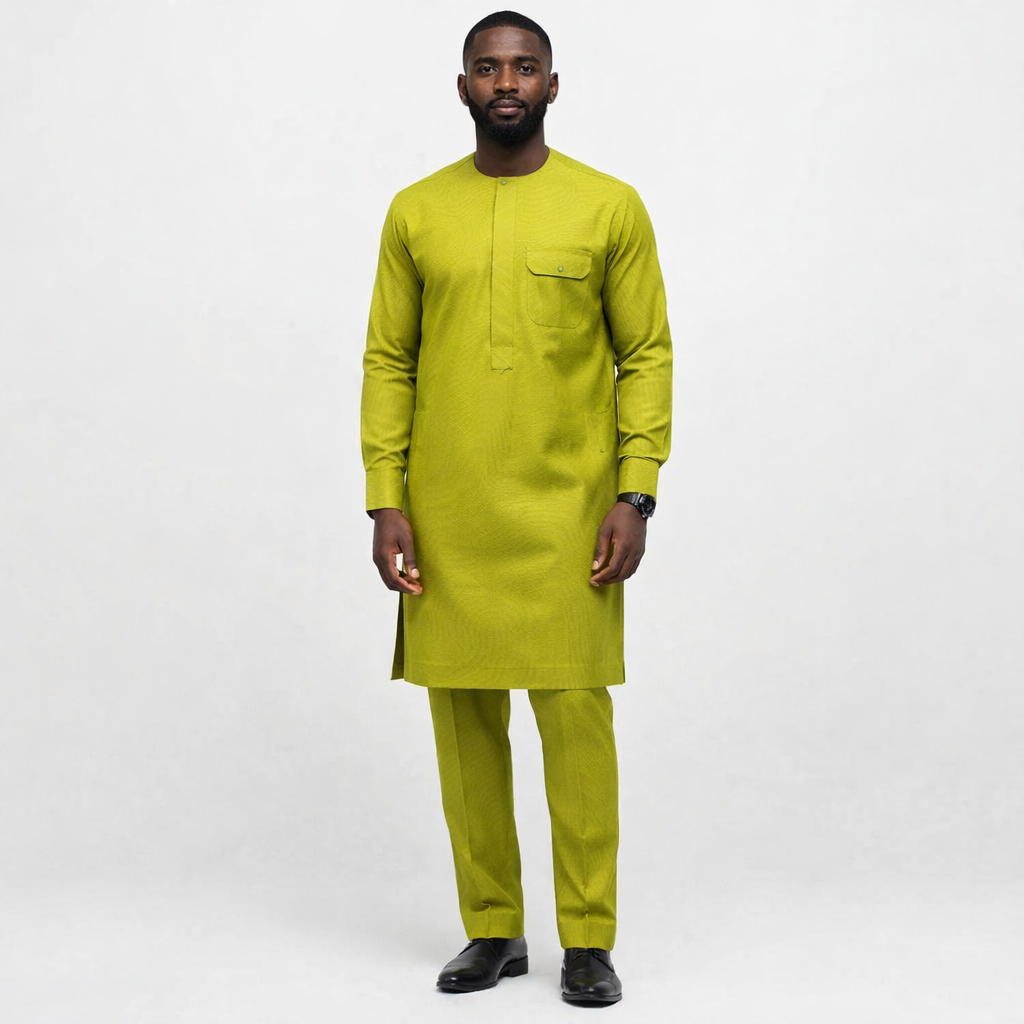 Bright Lime Textured Pinstripe Fabric