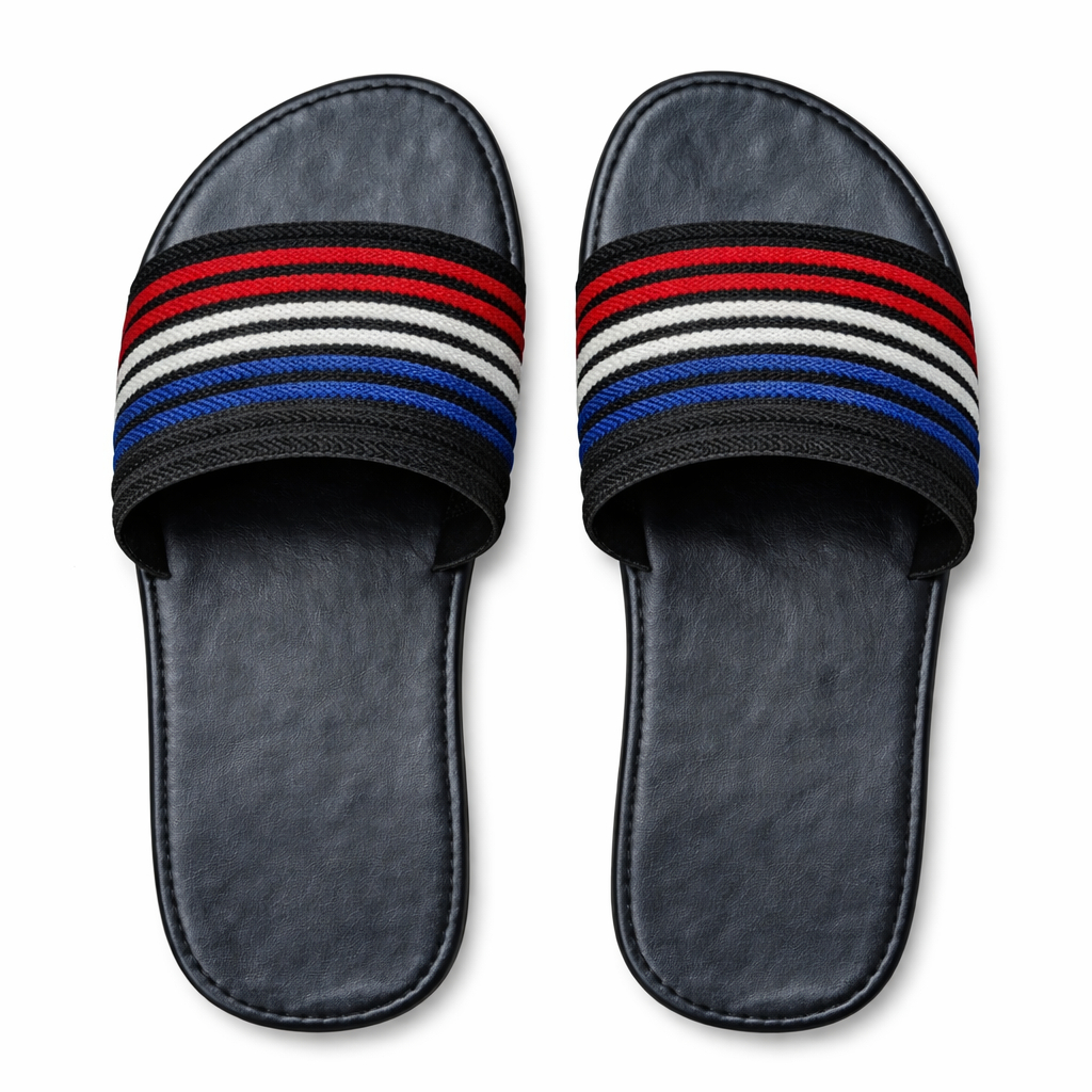Mens Multi Color Striped Slide Sandal