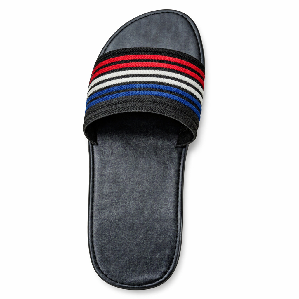 Mens Multi Color Striped Slide Sandal