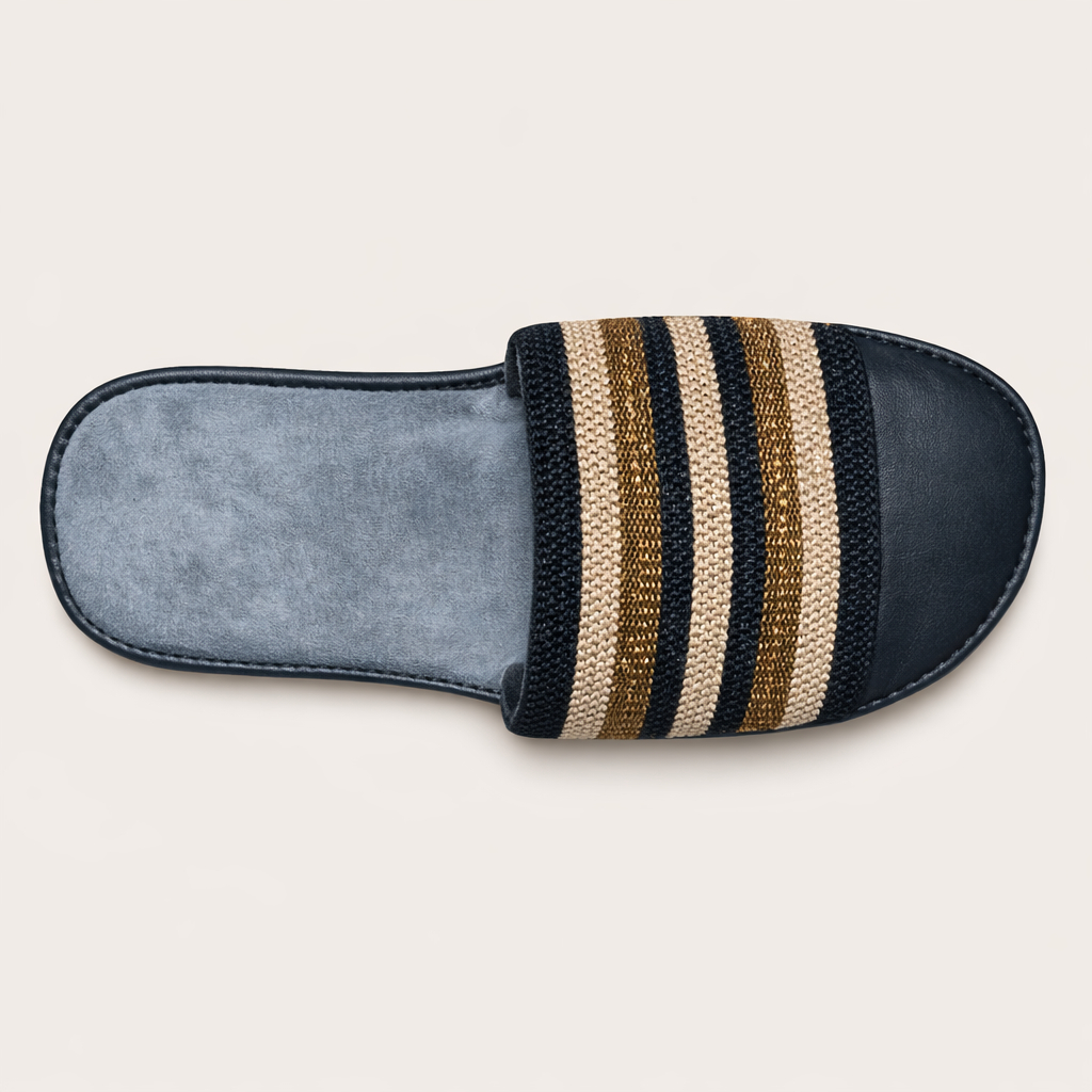 Mens Neutral Striped Slide Sandals