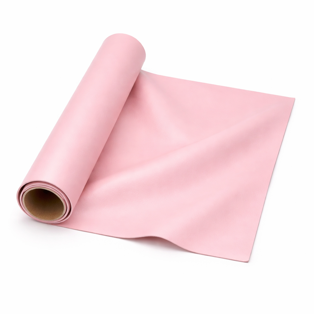 Pastel Pink Smooth PU Leather Material
