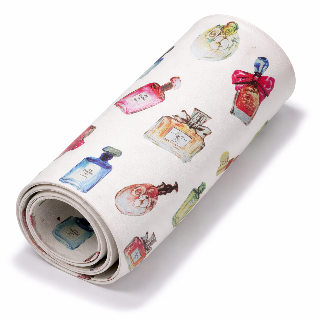 Perfume Bottle Print Synthetic Leather Multicolor Fashion Illustration Design