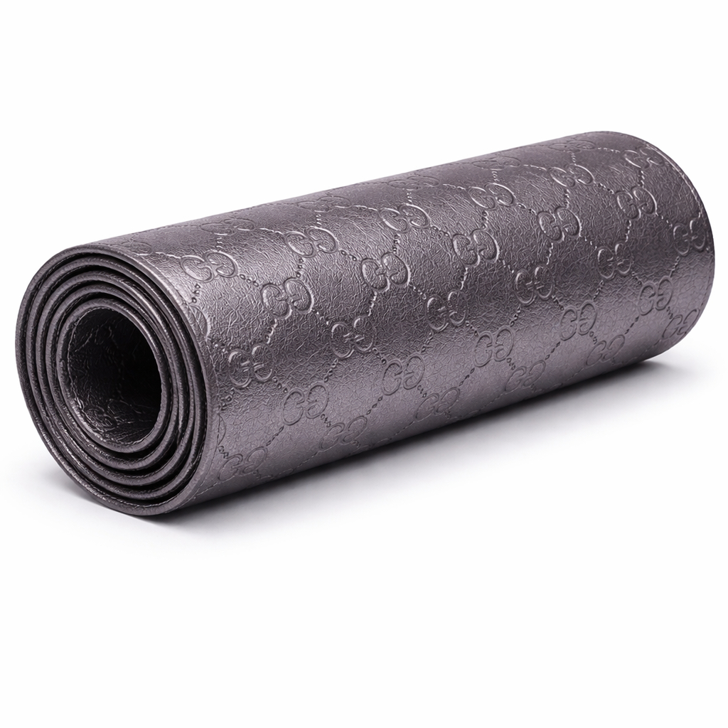 Minimalist Chain Link Pattern Synthetic Leather Light Grey Embossed Finish