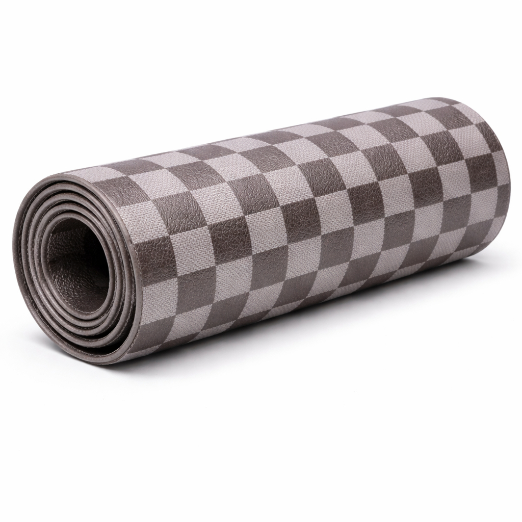 Classic Brown and Ivory Checkerboard Synthetic Leather