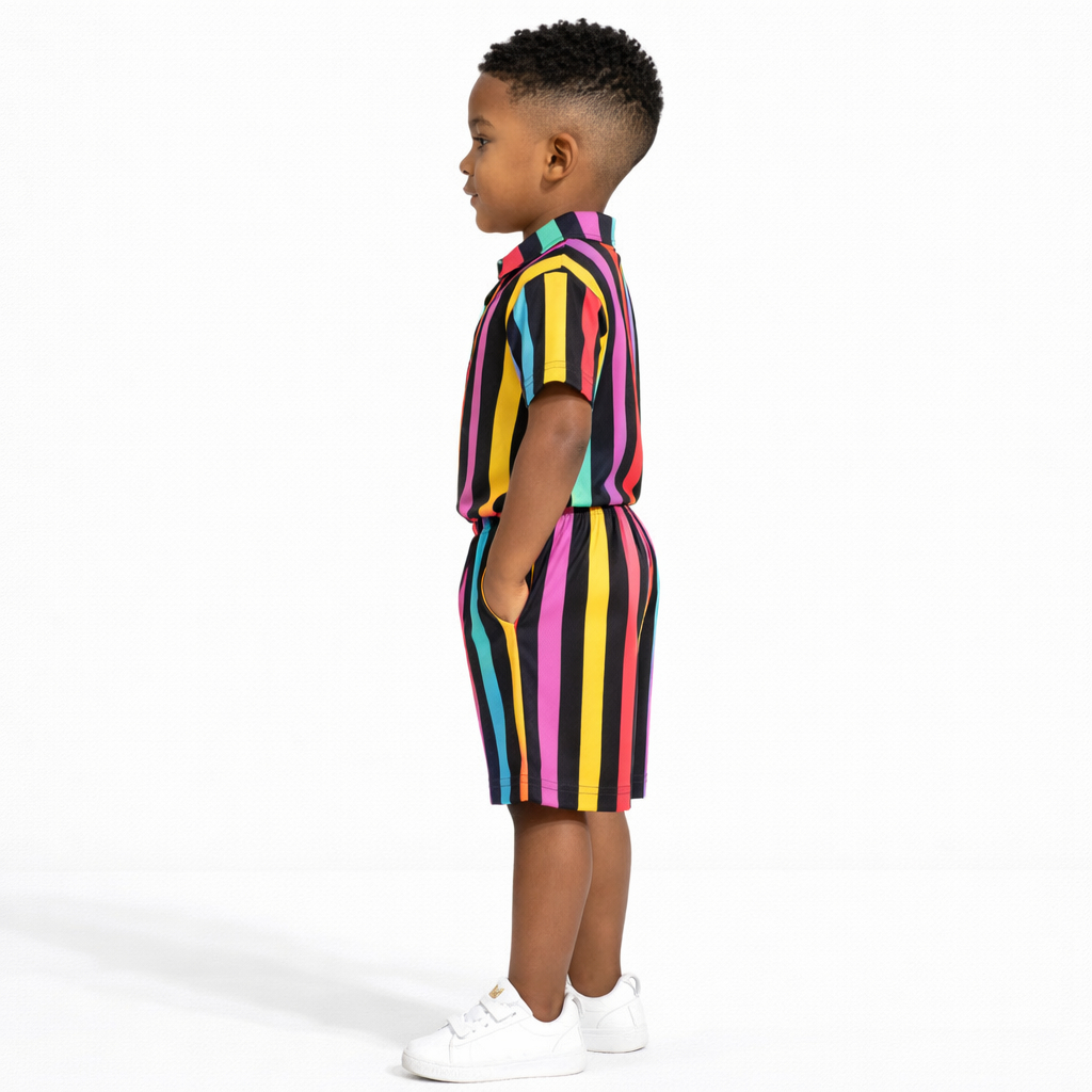 Multicolor Stripe Kids Unisex Two Piece Set