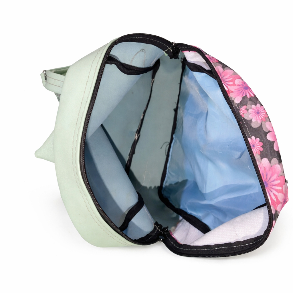 Floral Pattern Mini Backpack with Studded Front Pocket