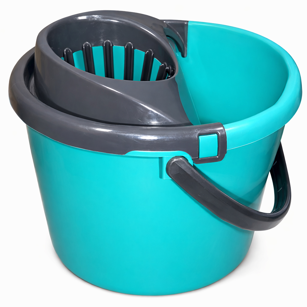 Plastic Spin Mop Bucket with Wringer and Carry Handle