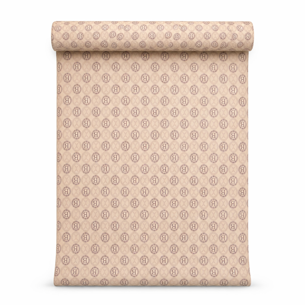 Cream Monogram Coin Pattern Synthetic Leather