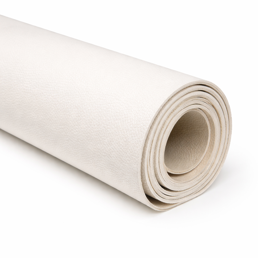 White Synthetic Leather Fabric  PU Upholstery Material