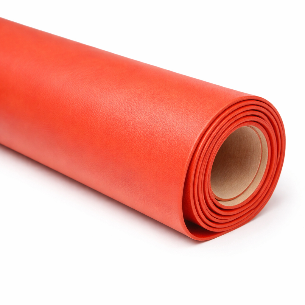 Orange Synthetic Leather Fabric PU Upholstery Material