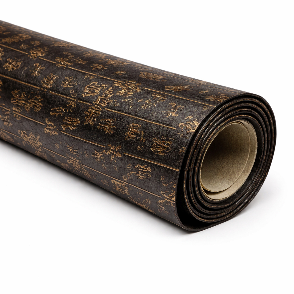 Black Embossed Pattern Synthetic Leather Fabric PU Upholstery Material