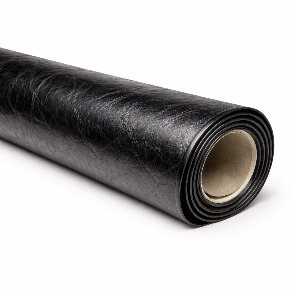 Black Textured Synthetic Leather Fabric PU Upholstery Material
