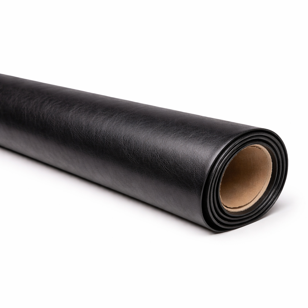 Black Smooth Synthetic Leather Fabric PU Upholstery Material