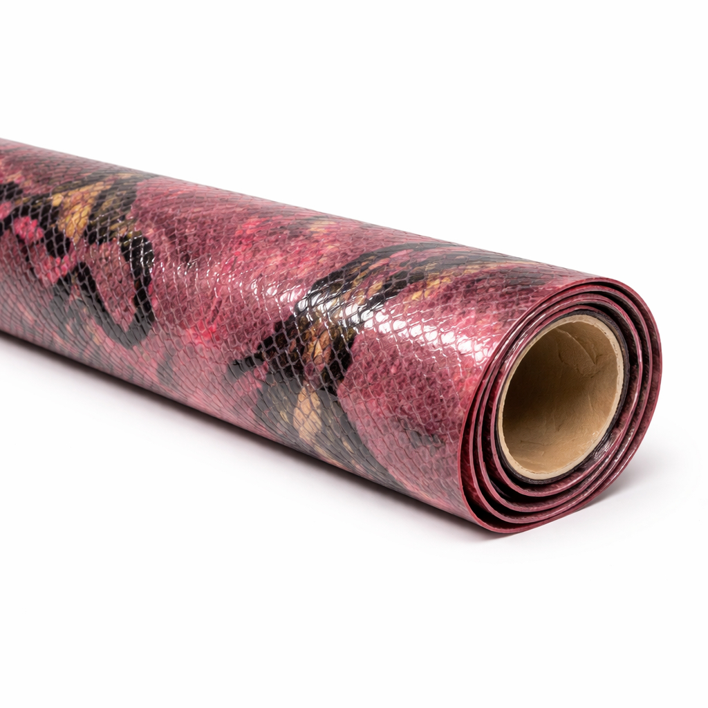 Glossy Snake Pattern Synthetic Leather Fabric PU Upholstery Material