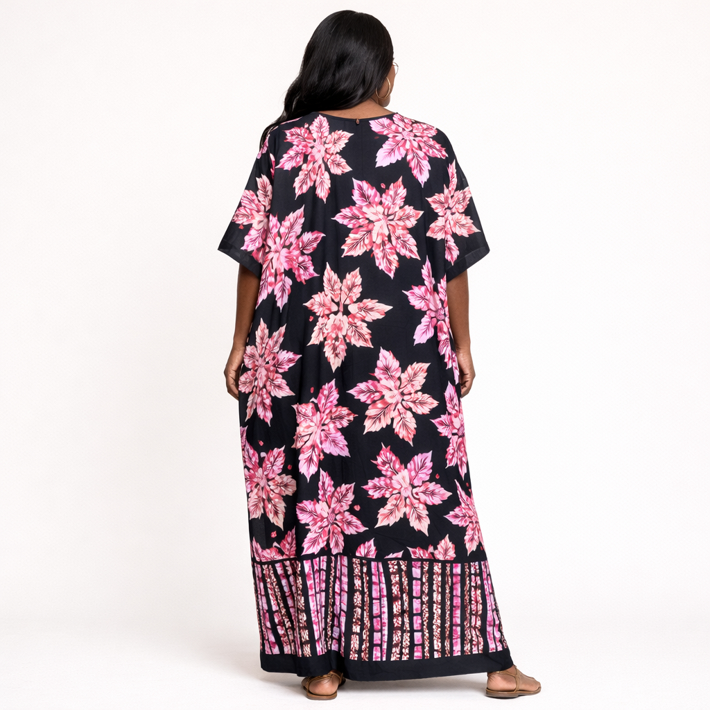 Womens Loose Fit Floral Kaftan Lounge Dress
