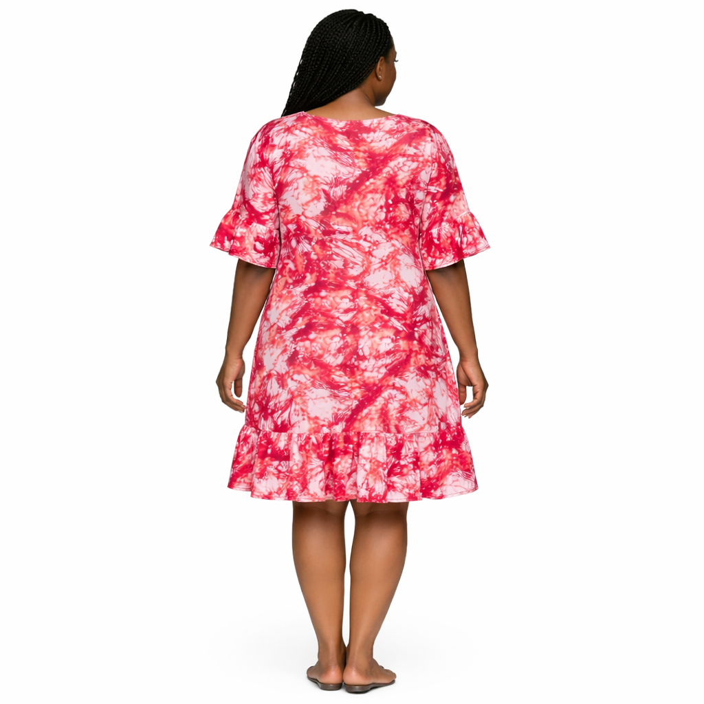 Womens Loose Fit Short Sleeve Tie Dye Casual Dress