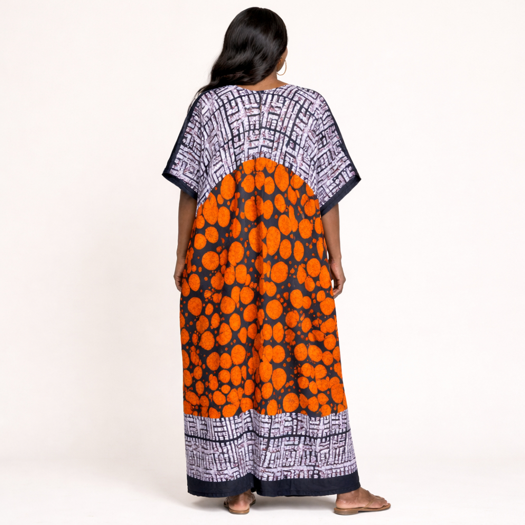 Loose Fitting Printed Kaftan Dress