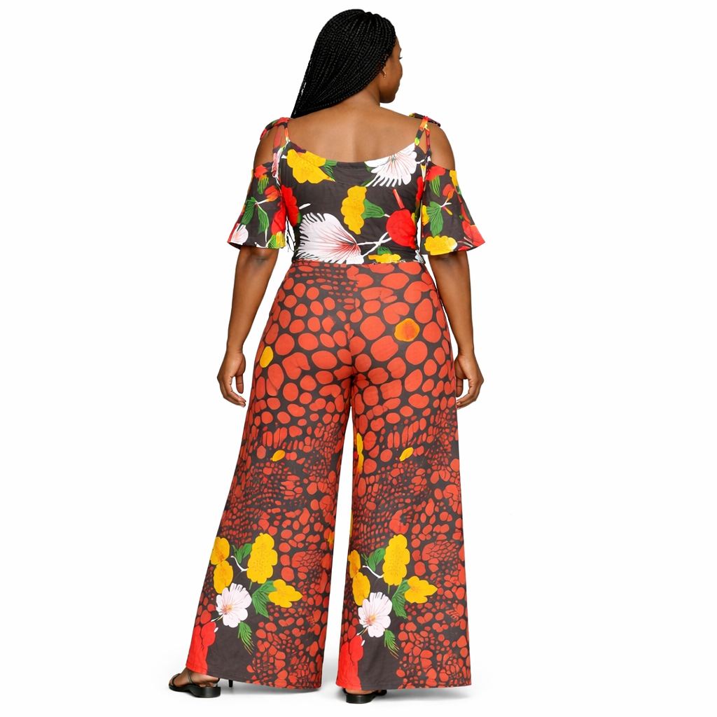 Elegant Floral Wide Leg Jumpsuit