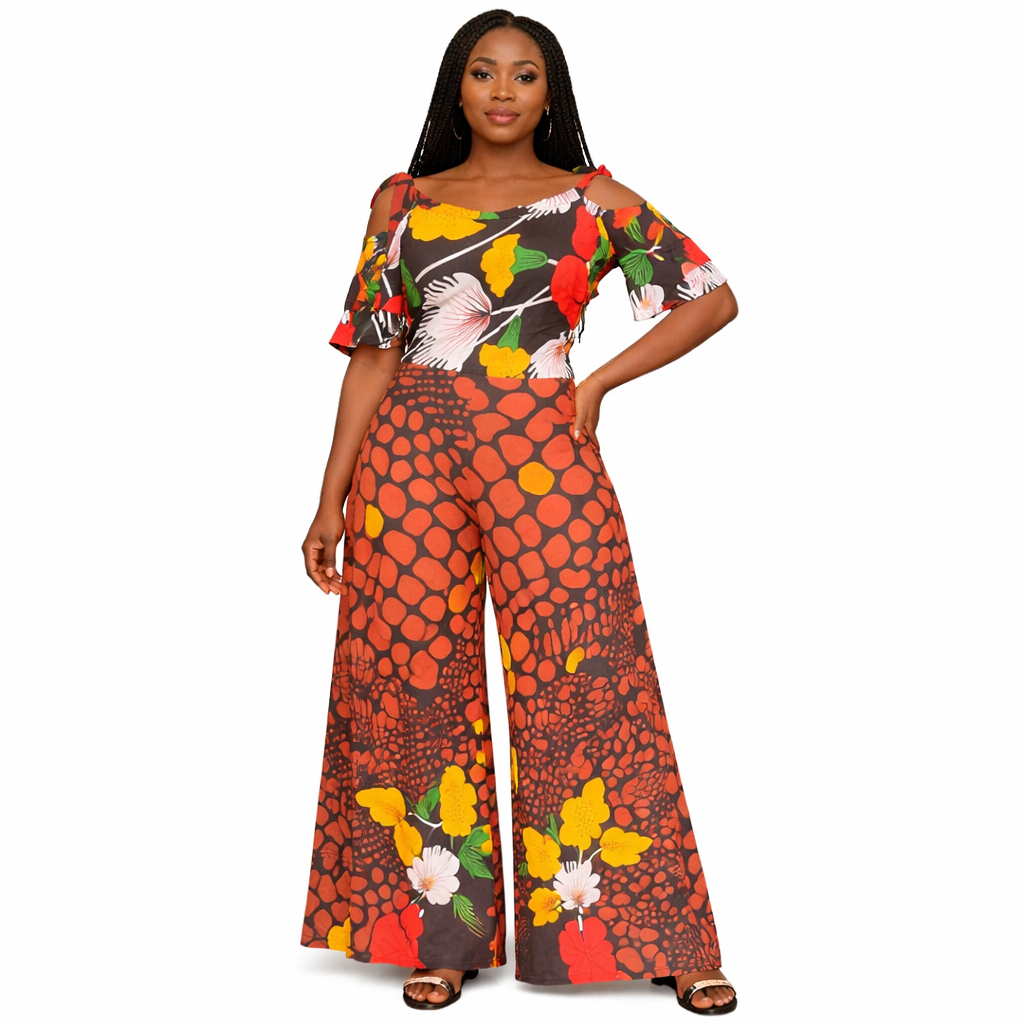 Elegant Floral Wide Leg Jumpsuit