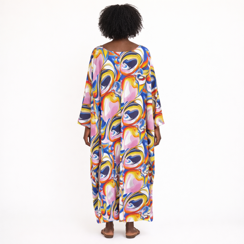 Women Multicolor Abstract Print Loose Maxi Dress