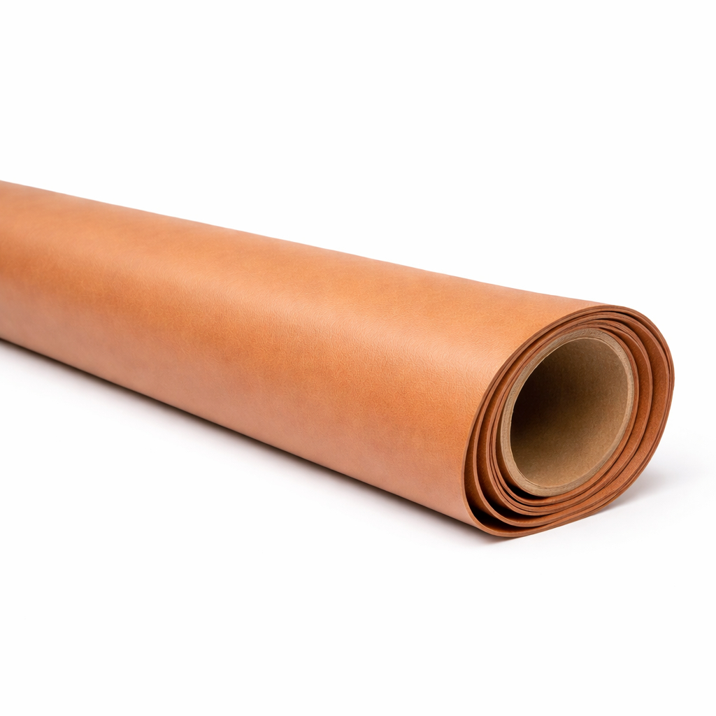 Tan Smooth Synthetic Leather Fabric PU Upholstery Material