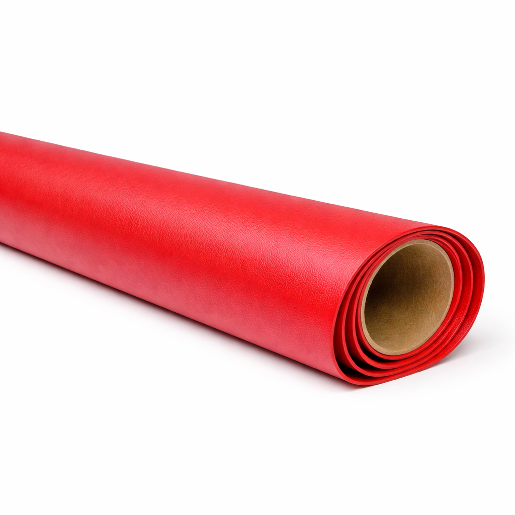Red Smooth Synthetic Leather Fabric
