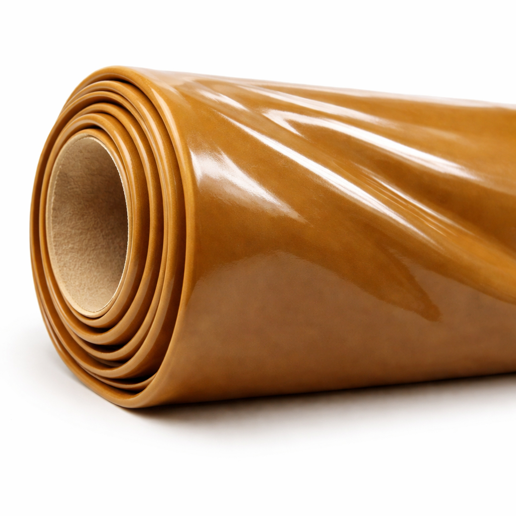 Glossy Brown Synthetic Leather Fabric