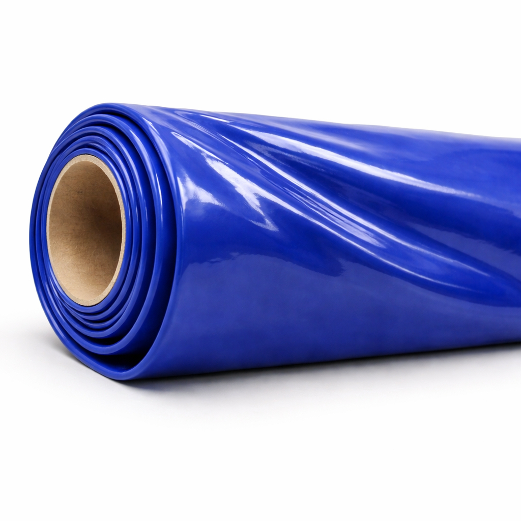 Glossy Blue Synthetic Leather Fabric