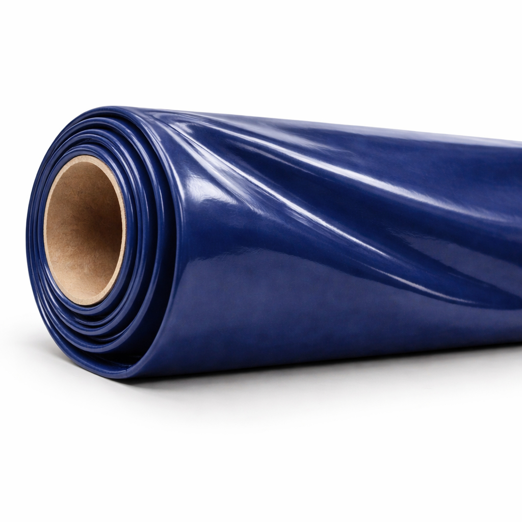 Glossy Navy Blue Synthetic Leather Fabric