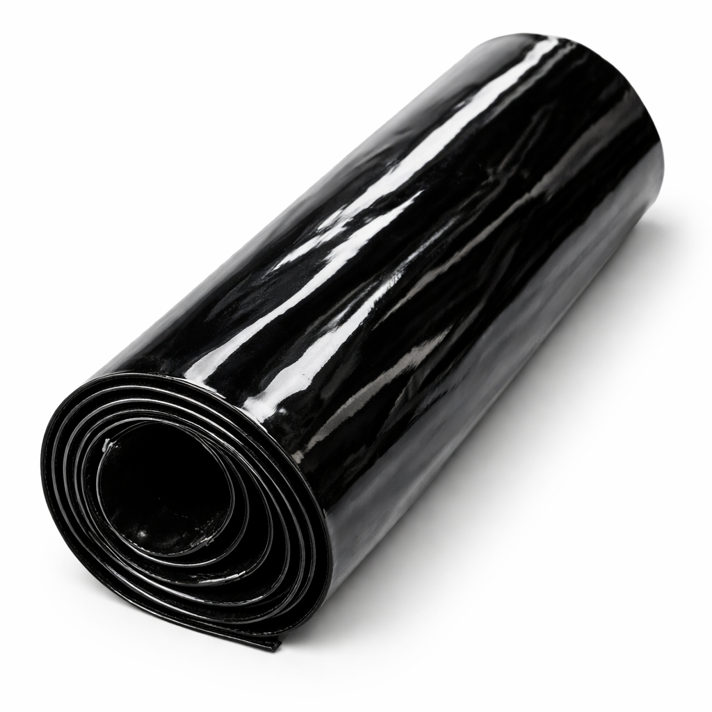 Glossy Black Synthetic Leather Fabric