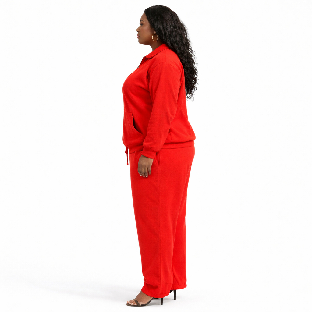 Red Unisex Zip Up Tracksuit Set with Jogger Pants