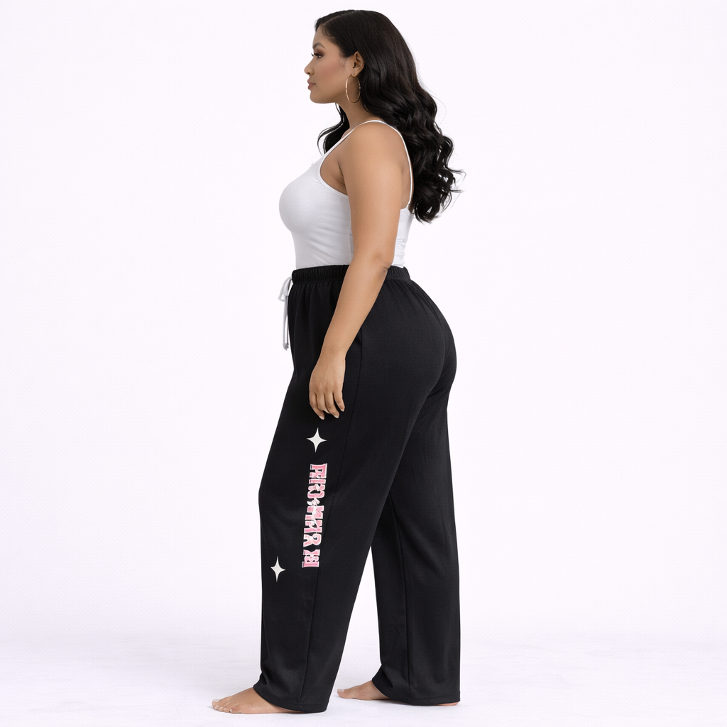 Women Black Graphic Print Jogger Pants