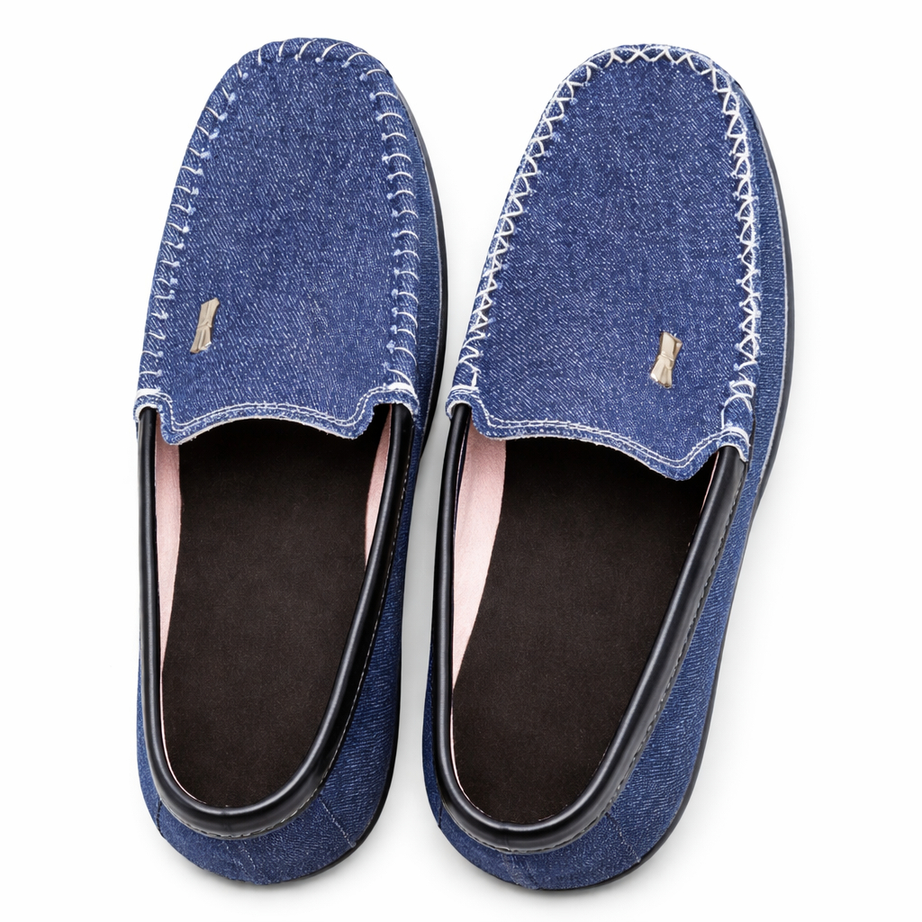 Mens Blue Denim Casual Slip On Loafers