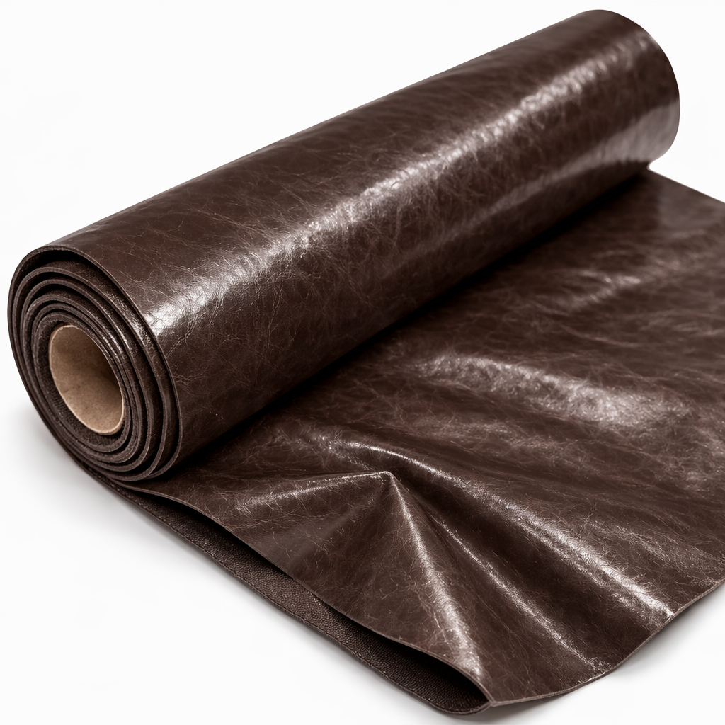 Dark Chocolate Brown Glossy PU Leather Material