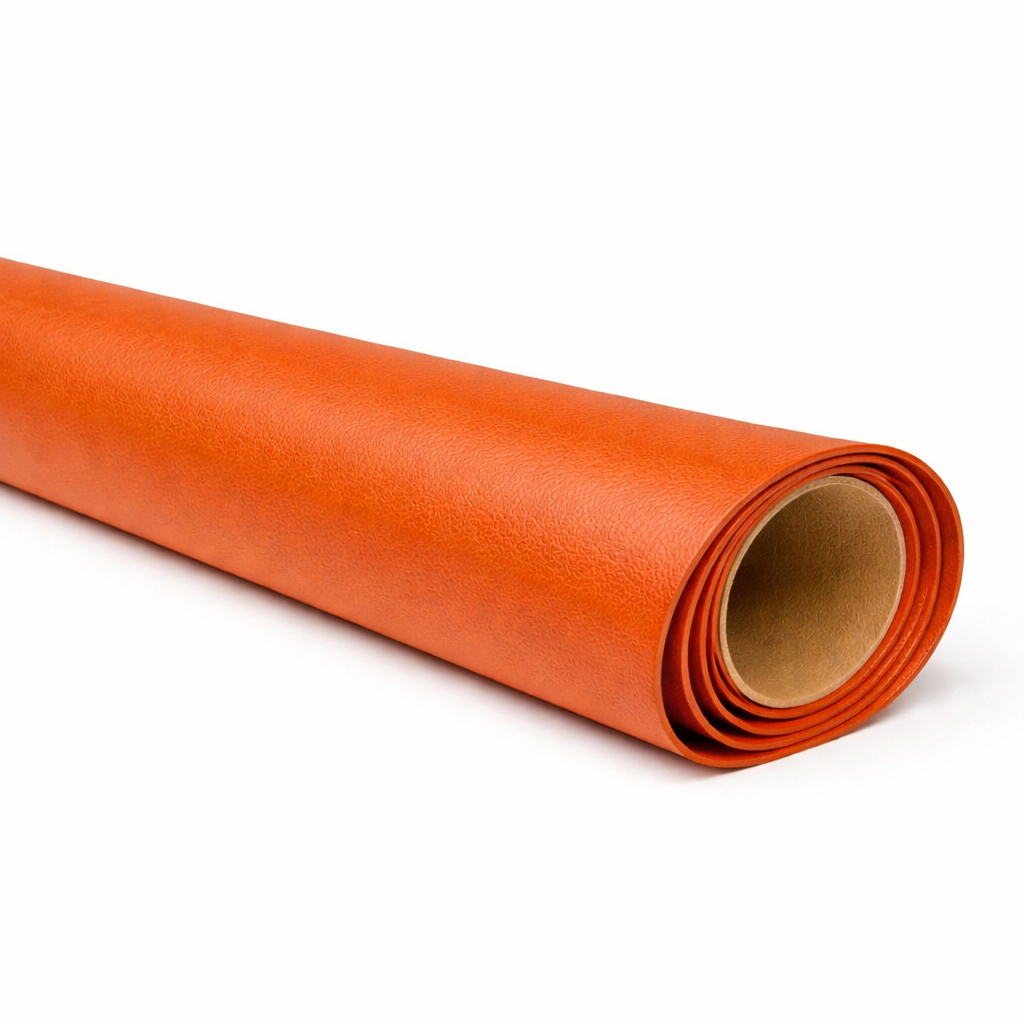 Burnt Orange Grain Textured Synthetic Leather Fabric